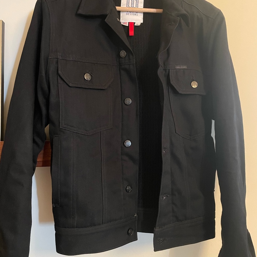 RARE Topo Designs x Woolrich USA made Denim Trucker lined Jacket Men’s XS/S Slim